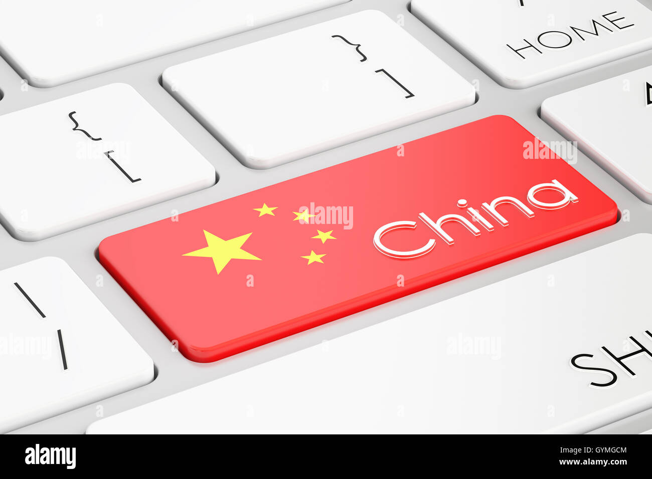 China-Flagge-Taste auf Tastatur, 3D rendering Stockfoto