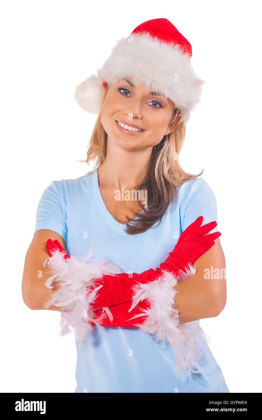Santa Frau lächelnd Weihnachten herrsche Stockfoto