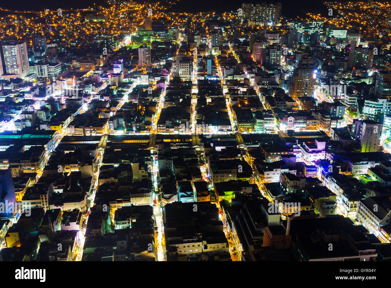 Busan-Stadt bei Nacht Stockfoto