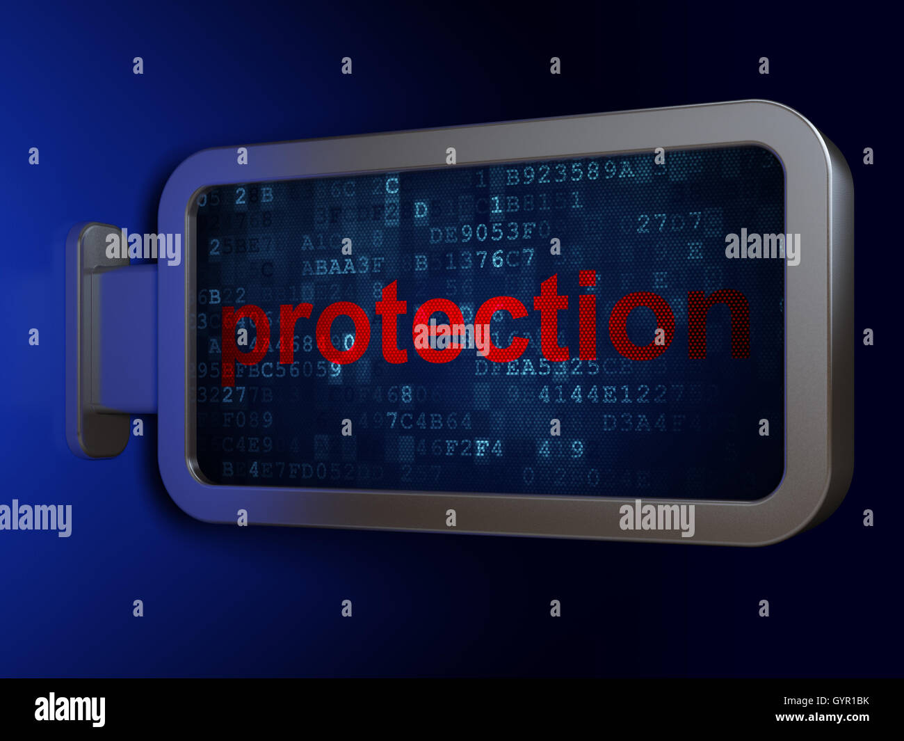 Sicherheitskonzept: Schutz auf Billboard-Hintergrund Stockfoto