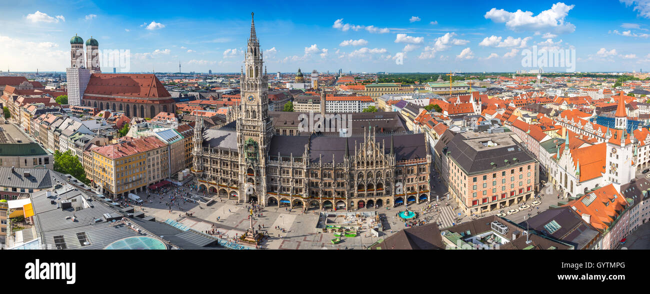 München Stadt Skyline Panorama, Deutschland Stockfoto