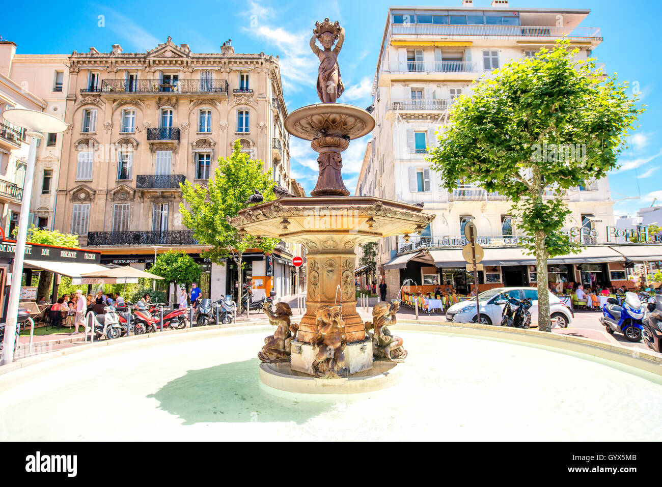 Brunnen in Cannes Stockfoto