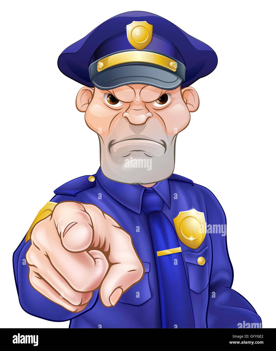 Wütend Cartoon Polizist Polizist zeigt Stockfoto