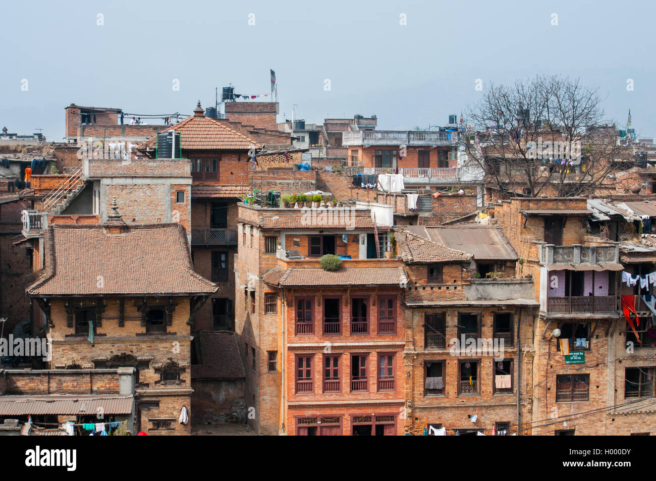 Übervölkerten Stadt Bhaktapur, Kathmandu-Tal, Nepal Stockfoto