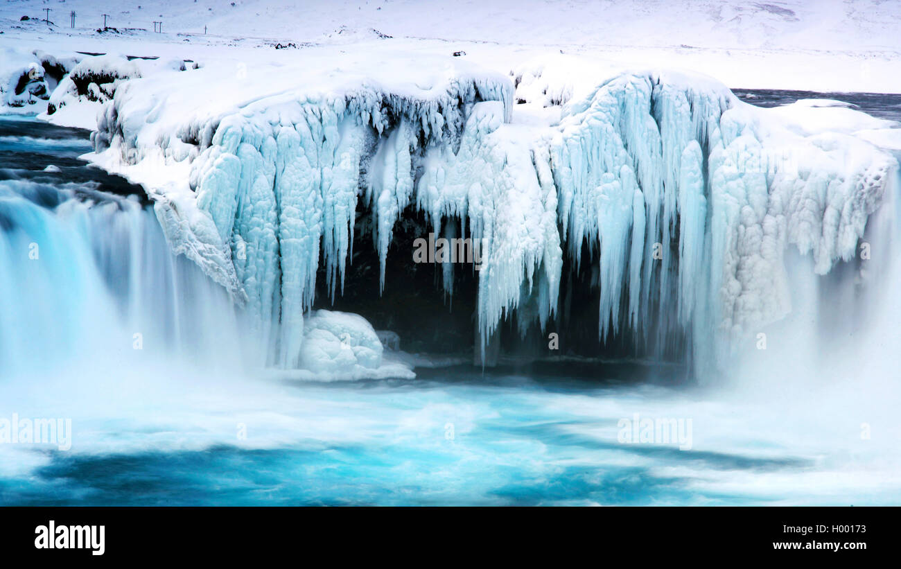 Godafoss im Winter, Island Stockfoto