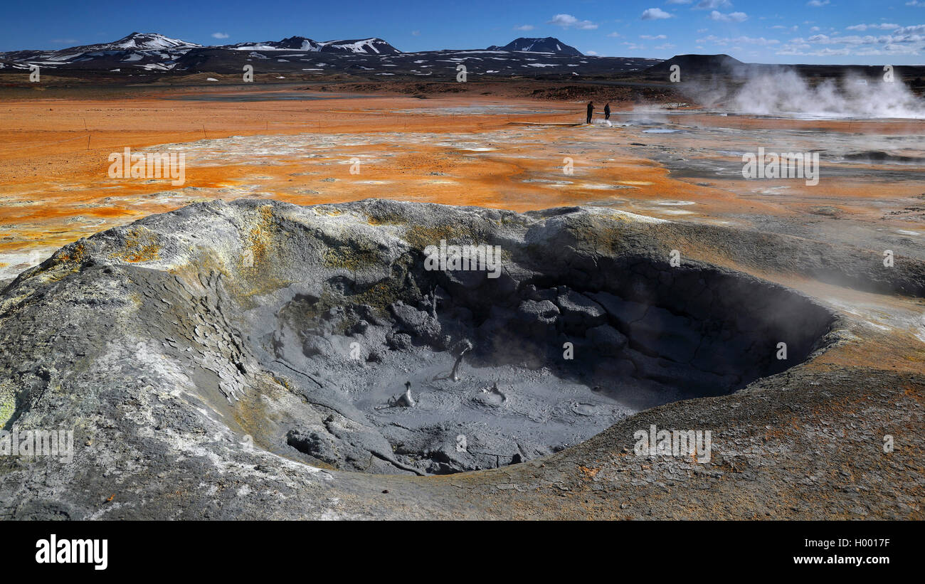 Mudpot der Krafla geothermale Region, Island, Namaskard Stockfoto