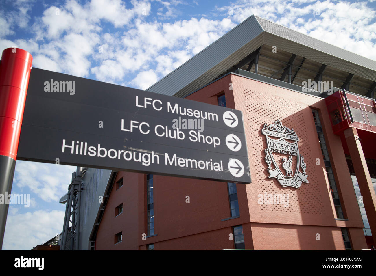 Die neue Haupttribüne Anfield Stadium Liverpool FC Liverpool Merseyside UK Stockfoto