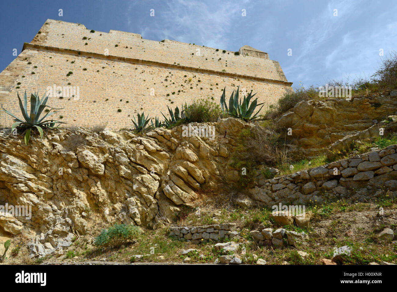 Verteidigung Wand von Dalt Vila, Spanien, Balearen, Ibiza, Ibiza-Stadt, Ibiza Stockfoto