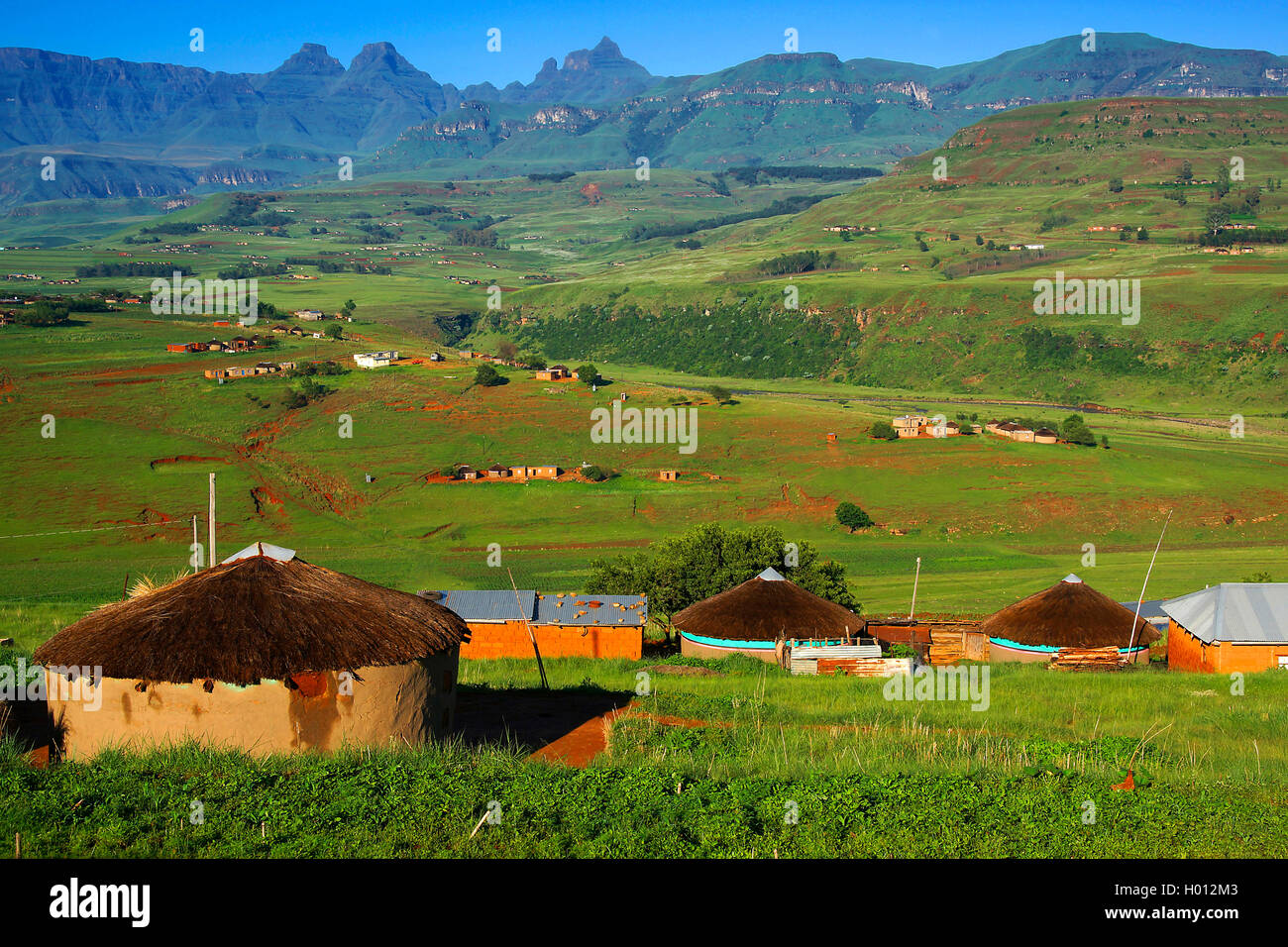 Blick auf die Drakensberge, Südafrika, Drakensberge Stockfoto