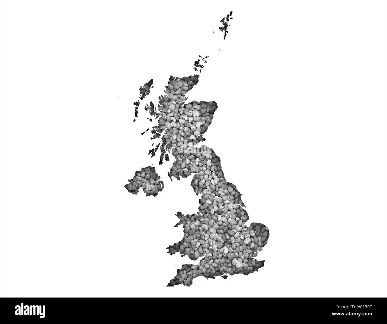 Karte von Großbritannien auf Mohn Stockfoto