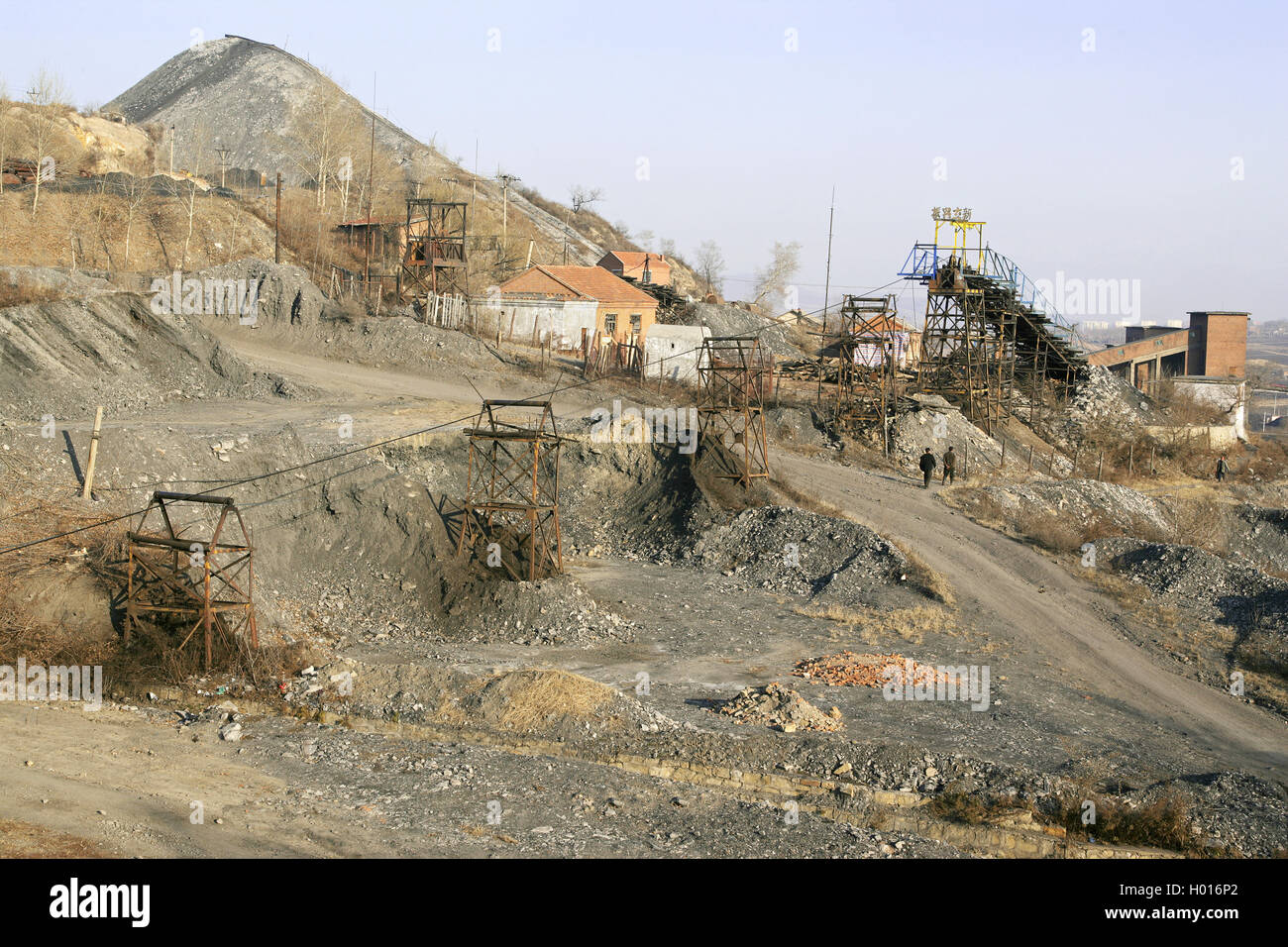 Eine Szene auf dem Lixin Coal Company, Jixi im November 2007 Stockfoto