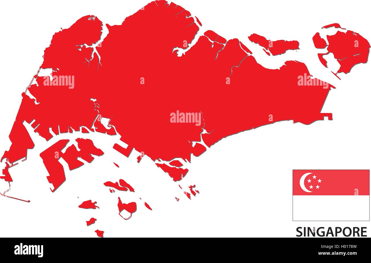 Singapur Karte und Flagge Stock Vektor