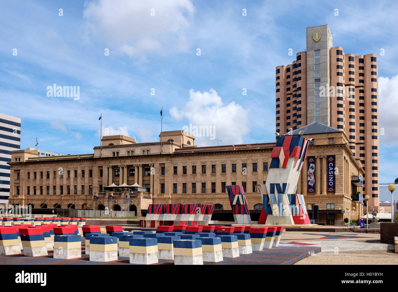 Die Fassade des architektonisch verzierten Adelaide Casino Stockfoto