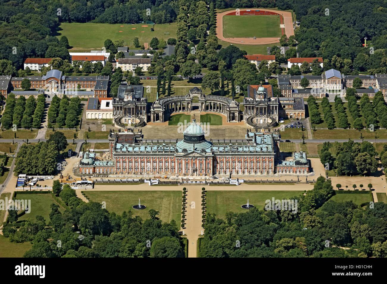 Neues Palais im Park von Schloss Sanssouci, Universität Potsdam, 20.06.2016, Luftaufnahme, Deutschland, Brandenburg, Potsdam Stockfoto