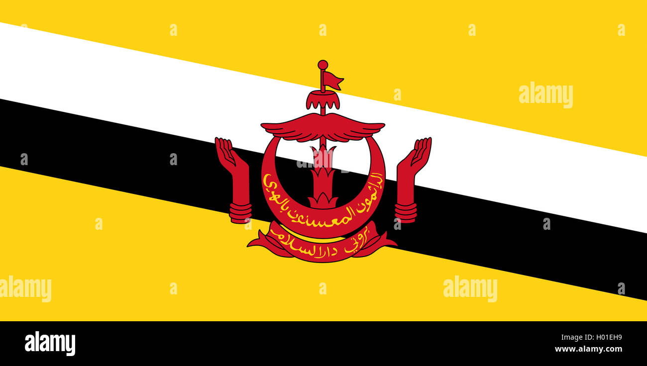 Flagge Brunei, Sultanat Brunei, Brunei Darussalam Stockfoto