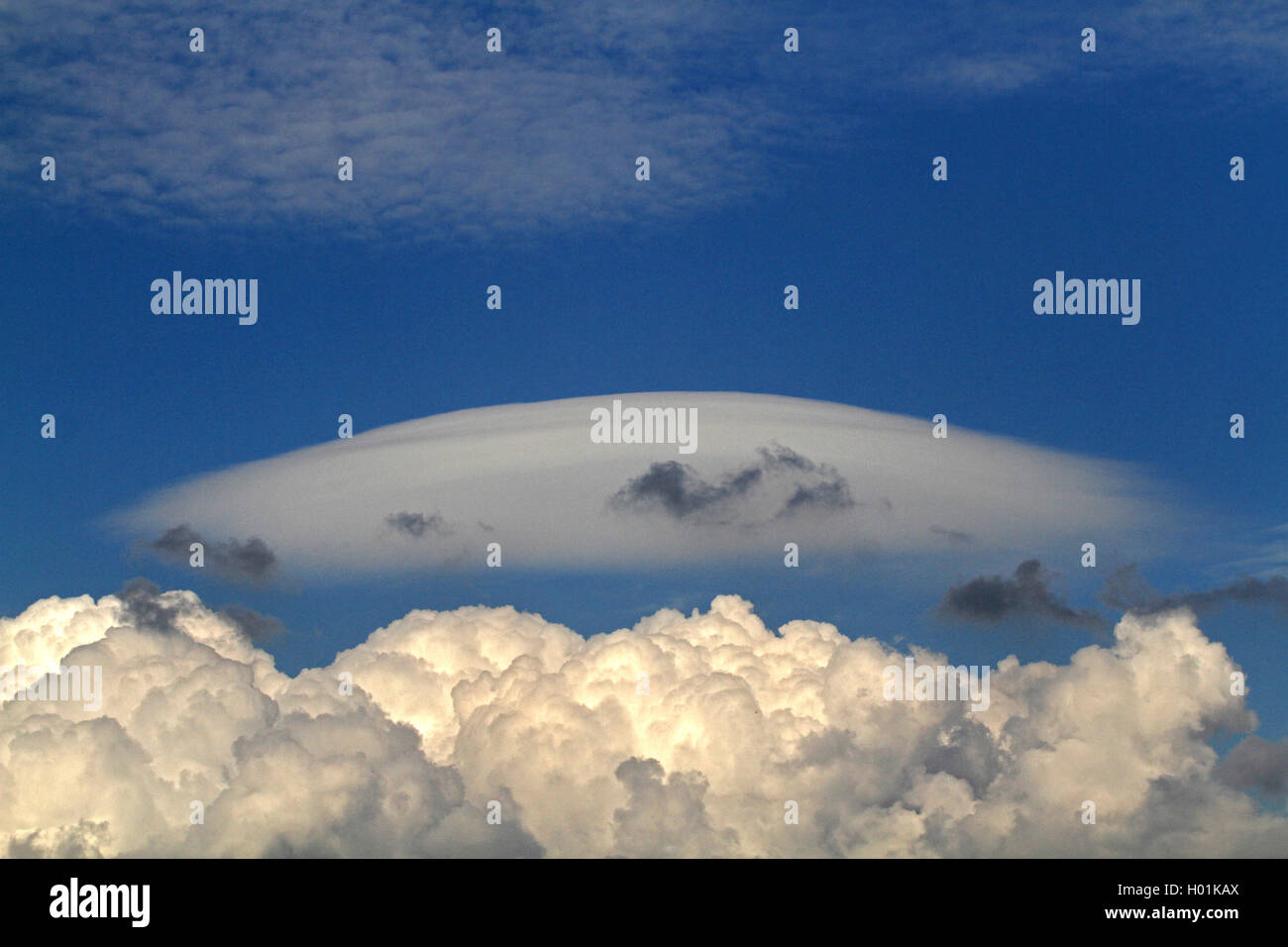 Altocumulus lenticularis Wolkenbildung, Deutschland, Nordrhein-Westfalen Stockfoto