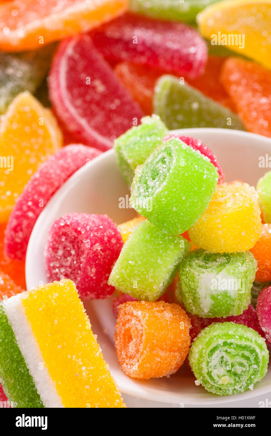 Mischen Sie verschiedene Frucht-Bonbons Stockfoto