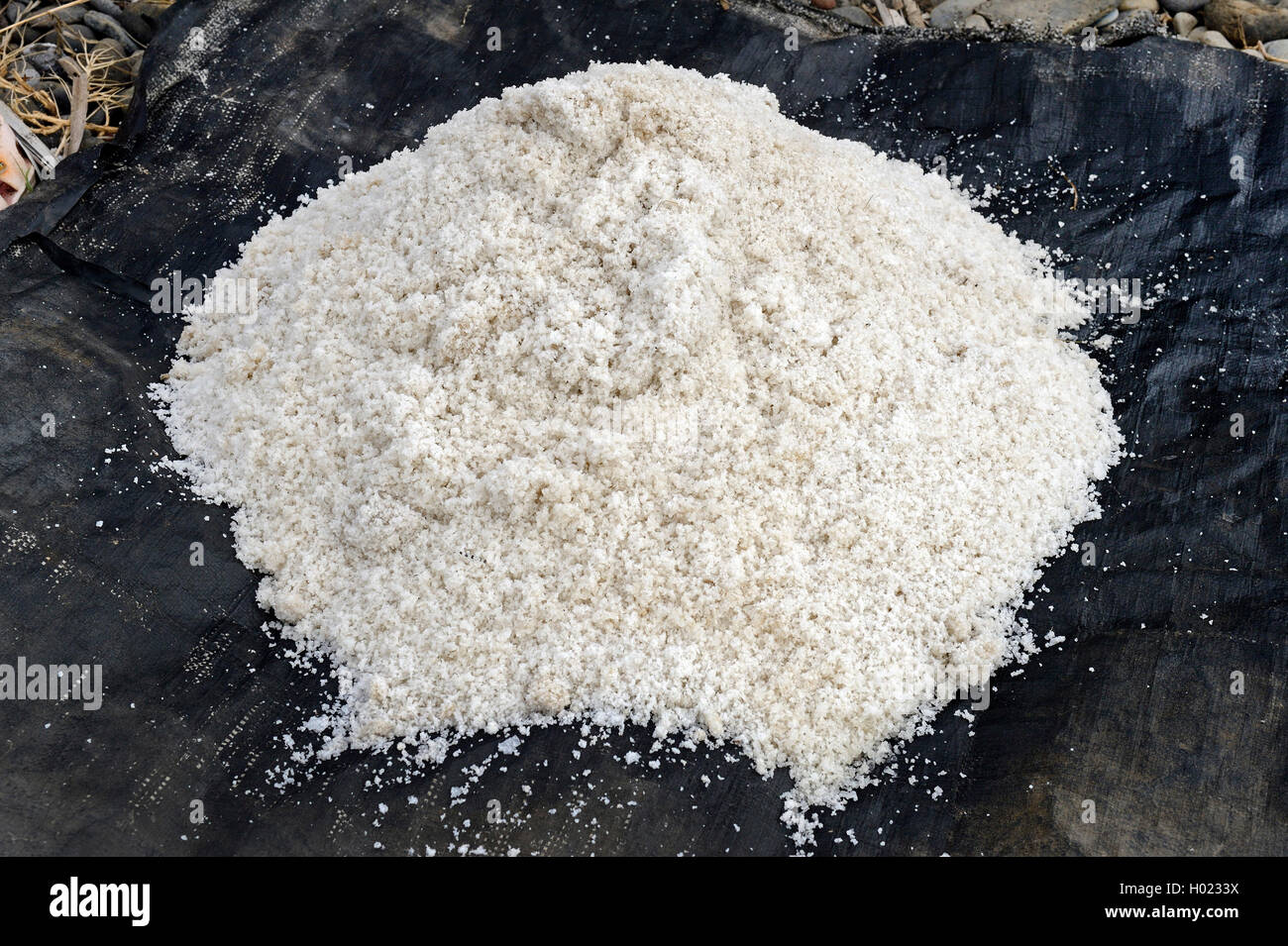 Ausgewählte Meersalz, Fleur de Sel, im Norden von Bali, Indonesien, Bali Stockfoto