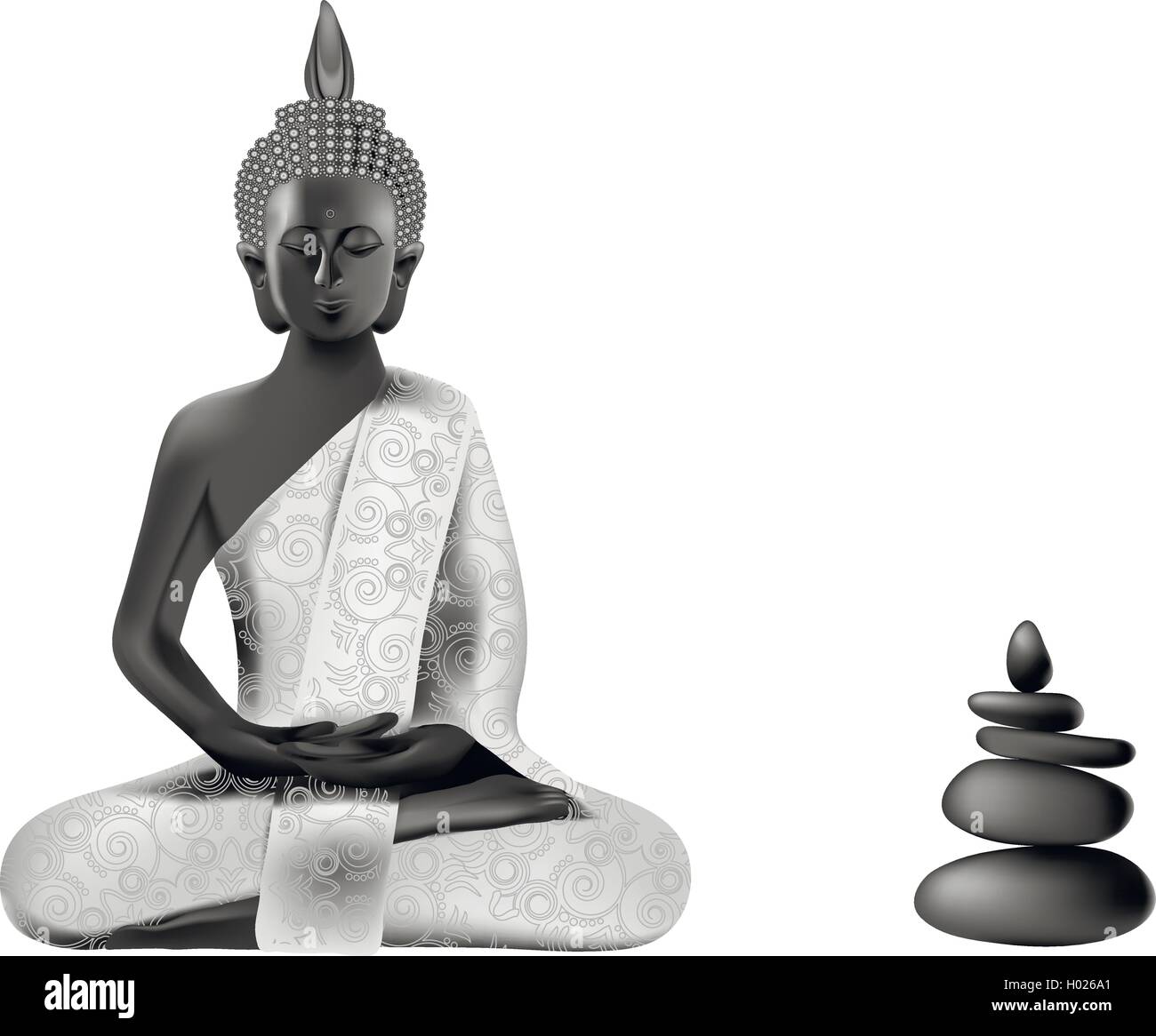 Meditierenden Buddha Haltung in Silber Stock Vektor