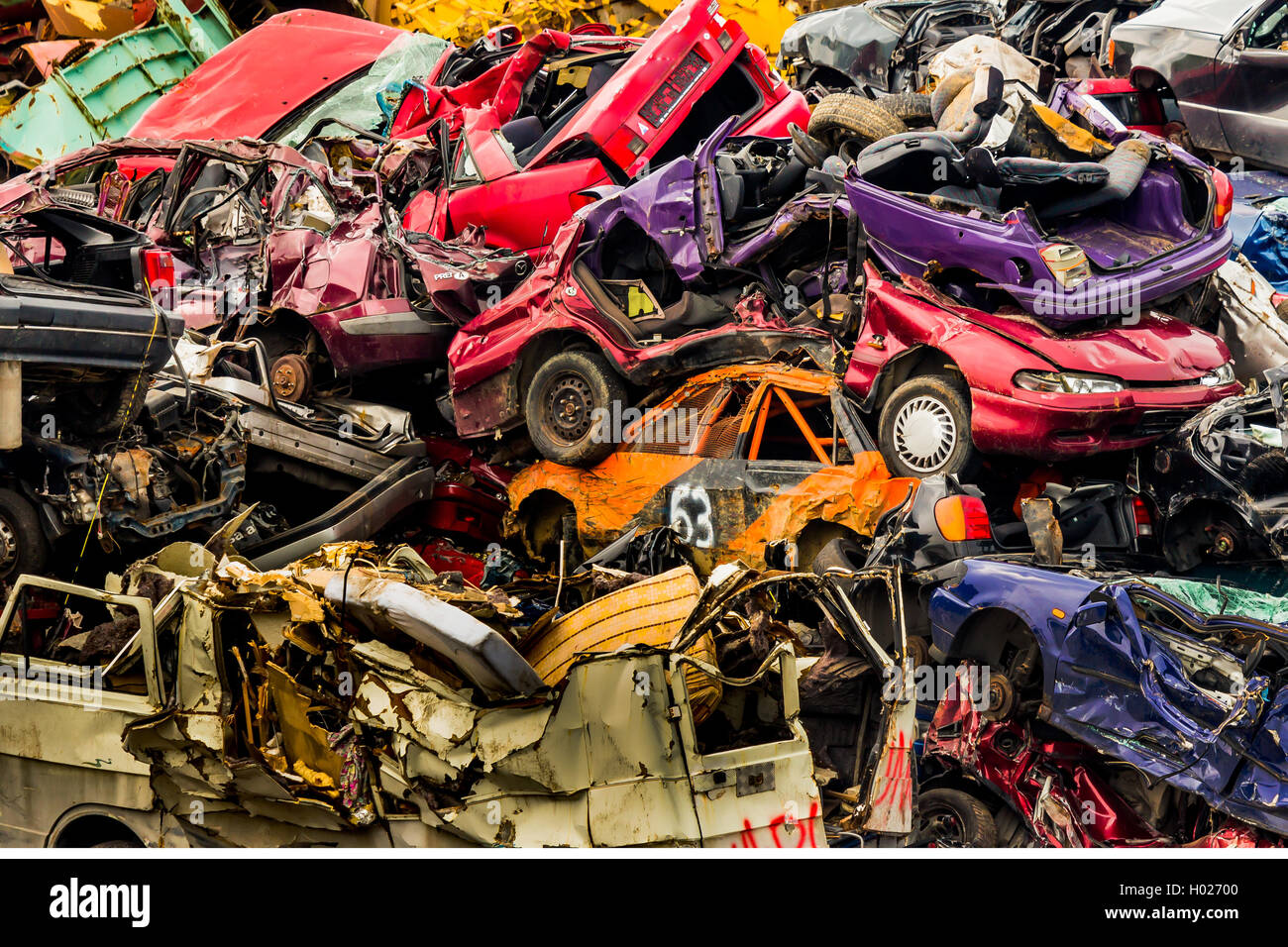 Autowrack auf einem Schrottplatz, Österreich Stockfoto