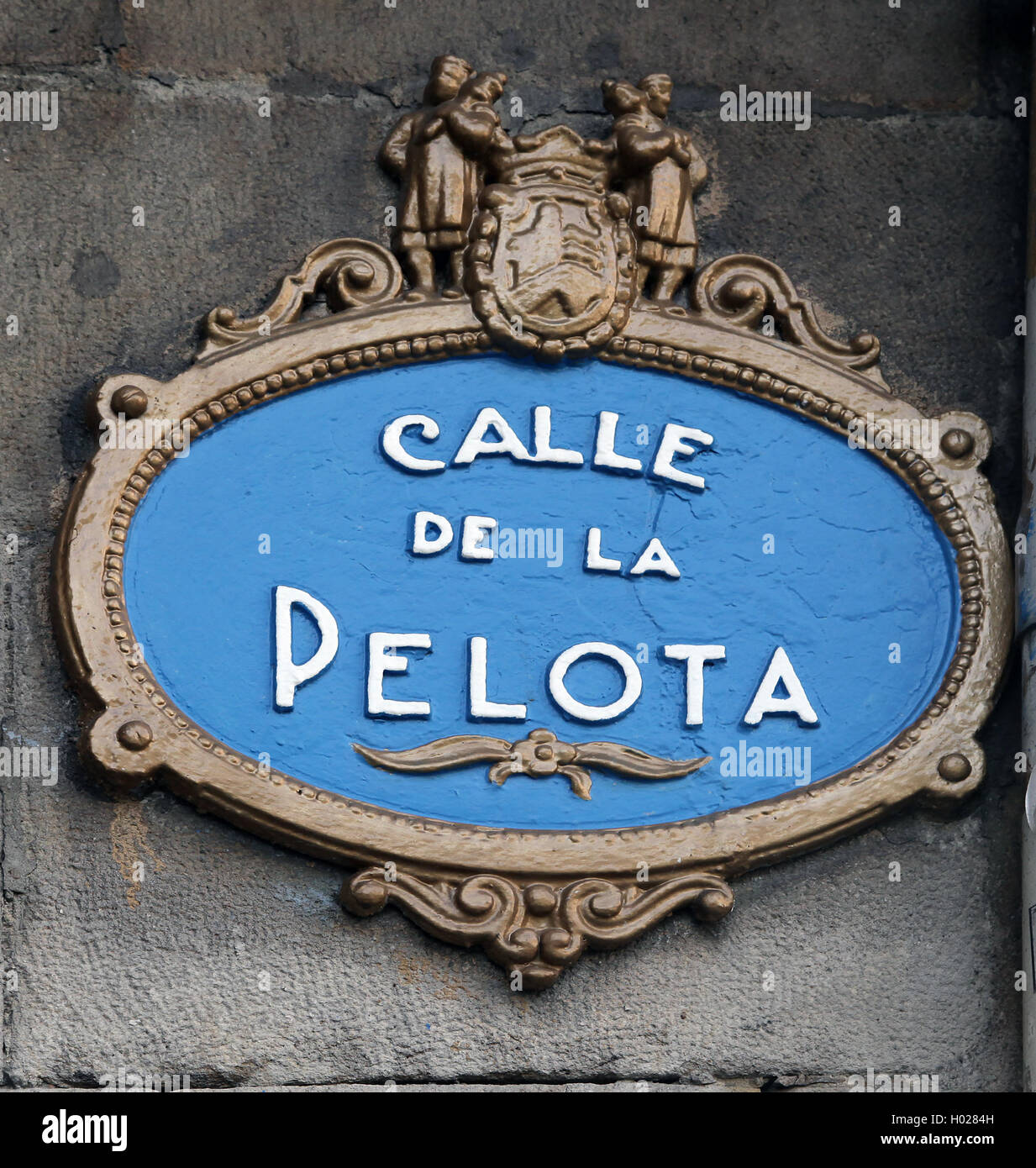 Straßenschild Calle De La Pelota in der Altstadt Casco Viejo von Bilbao baskischen Land Spanien Europa Stockfoto