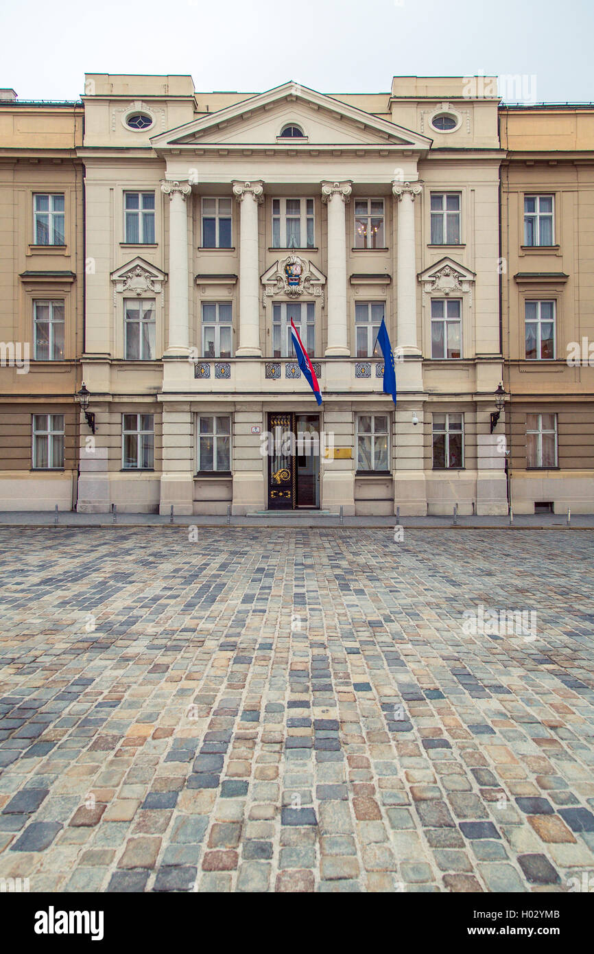 ZAGREB, Kroatien - 12. März 2015: kroatische Parlament in der Oberstadt. Stockfoto