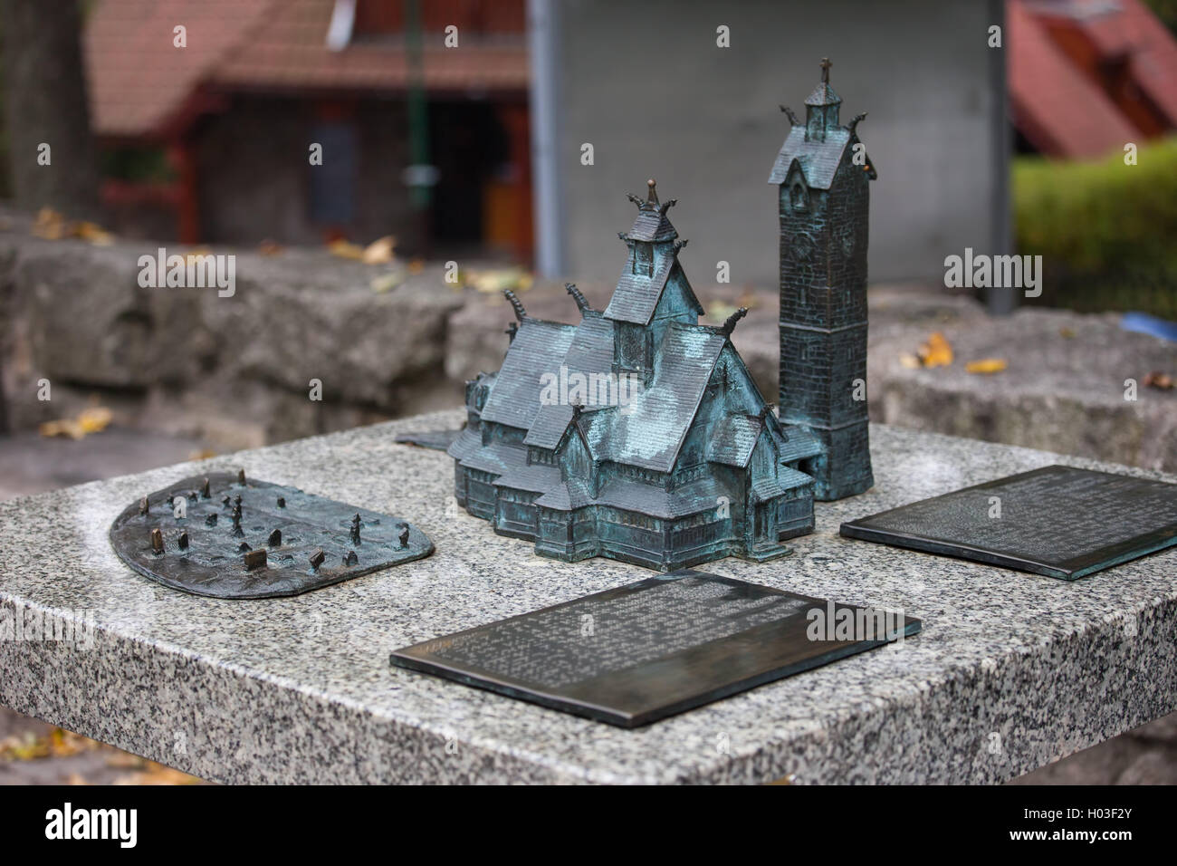 Modell der Kirche Wang in Karpacz, Polen, ehemaligen Standort Vang Tempel war in Vang, Valdres, Norwegen Stockfoto