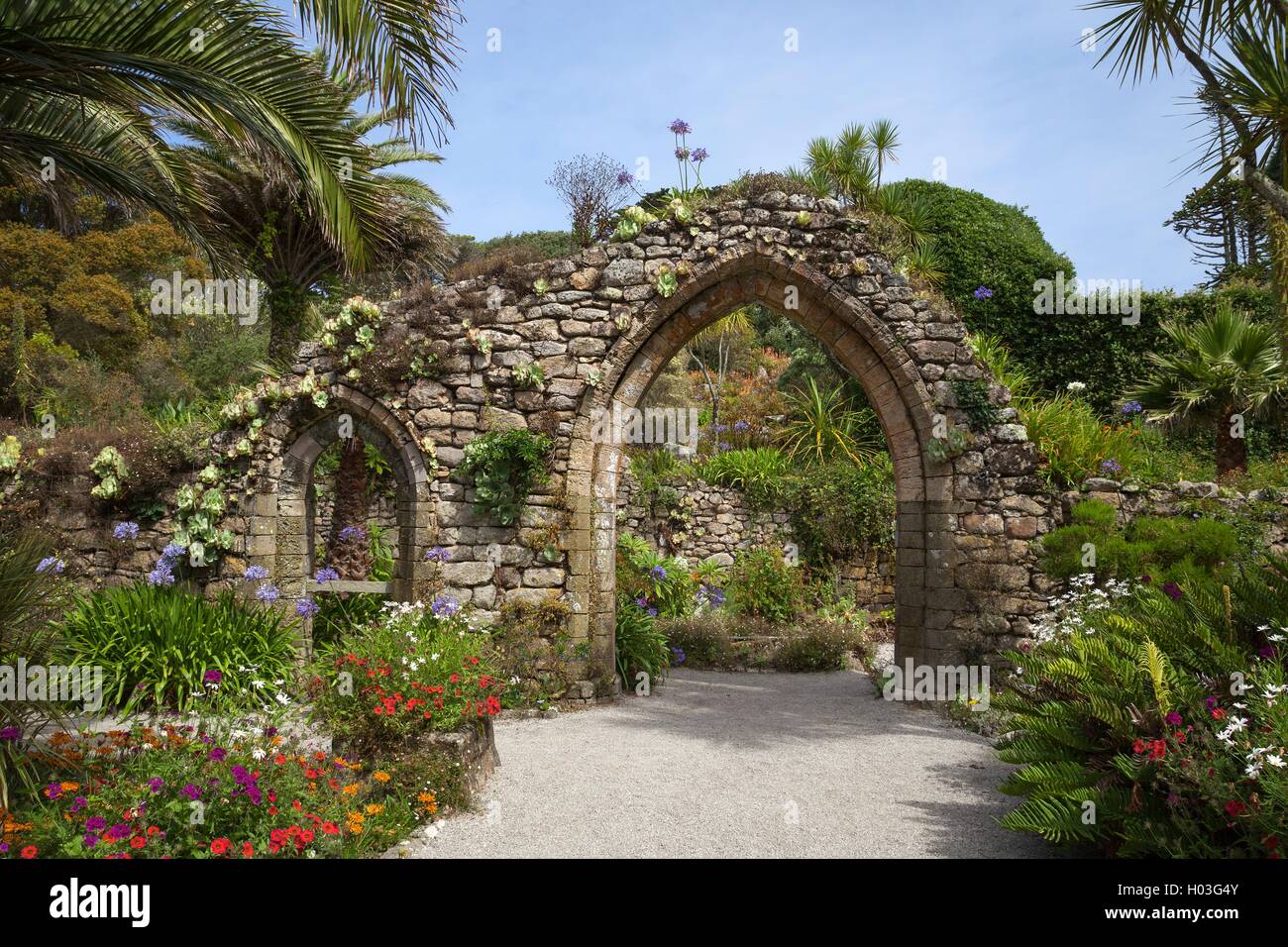 Klostergarten, Tresco, Isles of Scilly, England Stockfoto