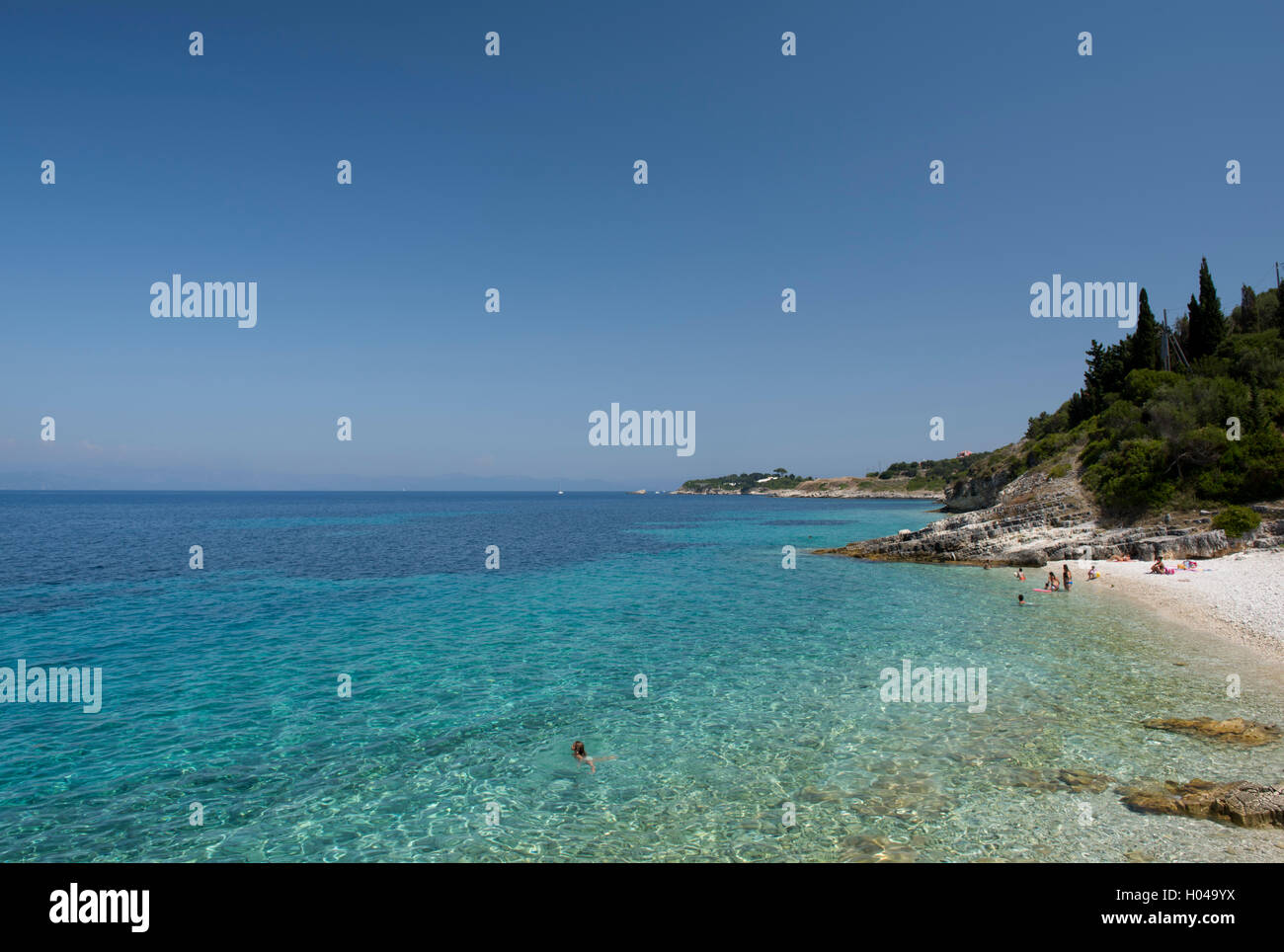 Kloni Gouli Strand auf der Insel Paxos, die Ionischen Inseln, die griechischen Inseln, Griechenland, Europa Stockfoto