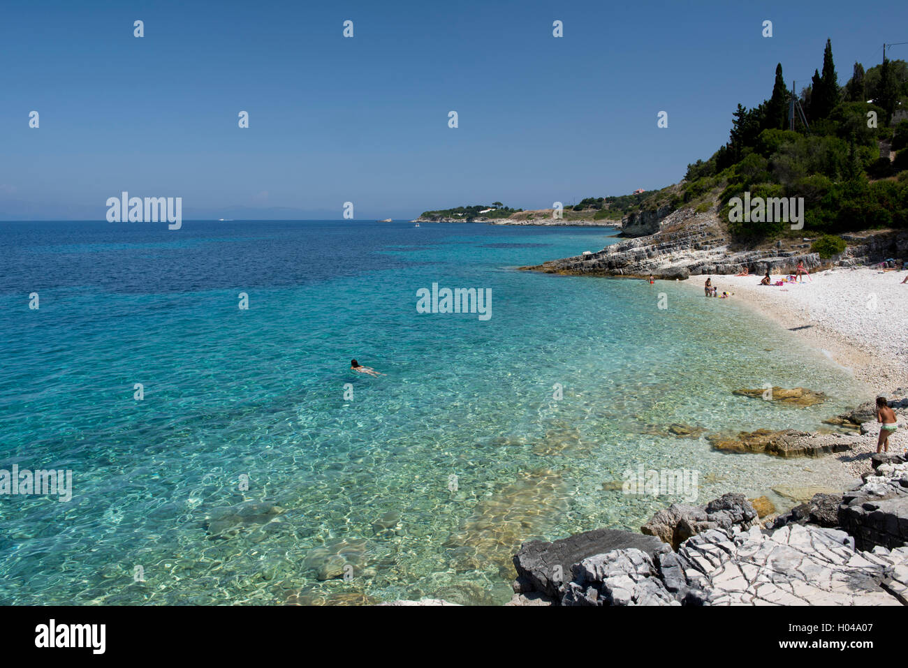 Kloni Gouli Beach an der Ostküste der Insel Paxos, die Ionischen Inseln, die griechischen Inseln, Griechenland, Europa Stockfoto