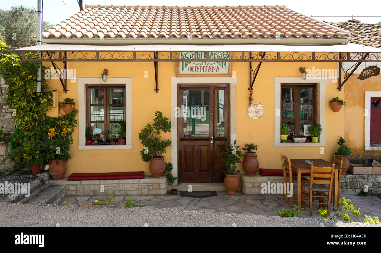 Ein traditionelles Geschäft in Fontana in zentralen Paxos, die Ionischen Inseln, die griechischen Inseln, Griechenland, Europa Stockfoto
