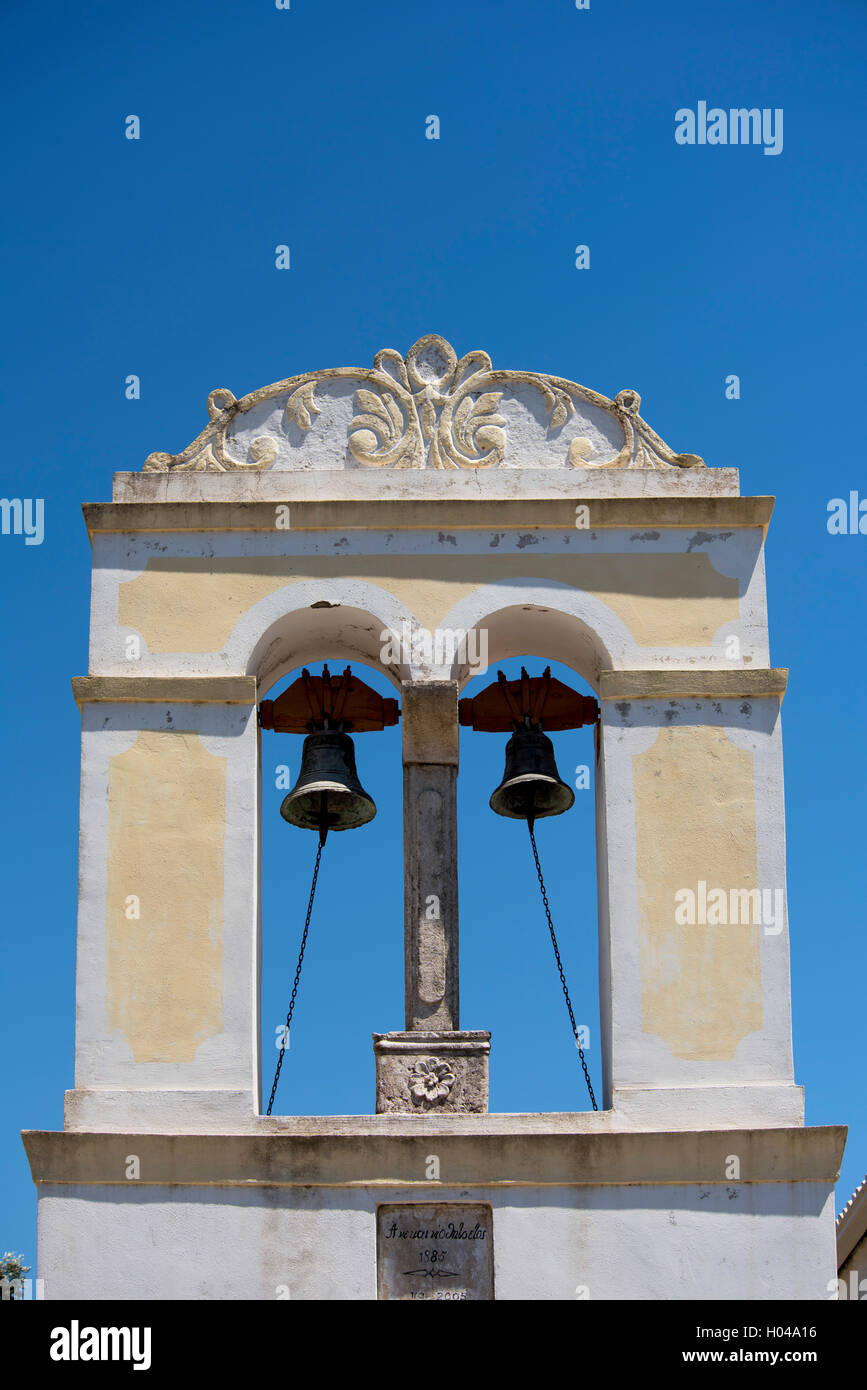 Ein reich verzierten Glockenturm auf Agios Pantes auf der Insel Paxos, die Ionischen Inseln, die griechischen Inseln, Griechenland, Europa Stockfoto