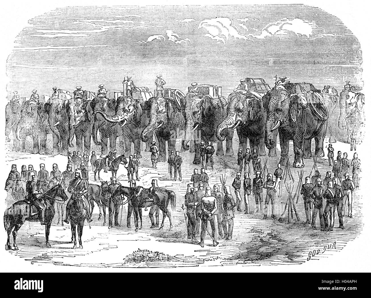 Truppen vorzubereiten, während der indischen Rebellion gegen die Herrschaft der britischen Ostindien-Kompanie zu marschieren, lief, die von Mai 1857 bis Juli 1859. Der Aufstand begann mit der Sepoys der Ostindischen Handelskompanie Armee eskalierten zu Meutereien und zivile Aufstände. Stockfoto