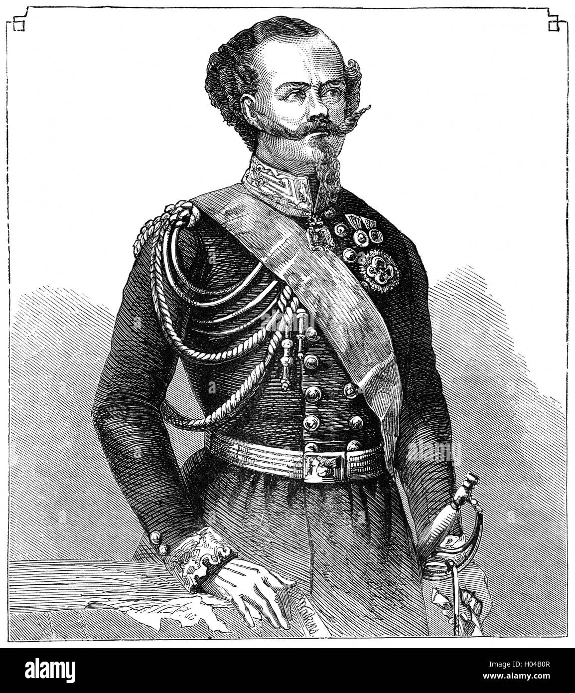 Victor Emmanuel II (1820 – 1878) war König von Sardinien von 1849 bis 17. März 1861, als er den Titel König übernahm von Italien, der erste König des Vereinigten Italiens seit dem 6. Jahrhundert, einen Titel zu werden war er bis zu seinem Tod im Jahre 1878. Stockfoto