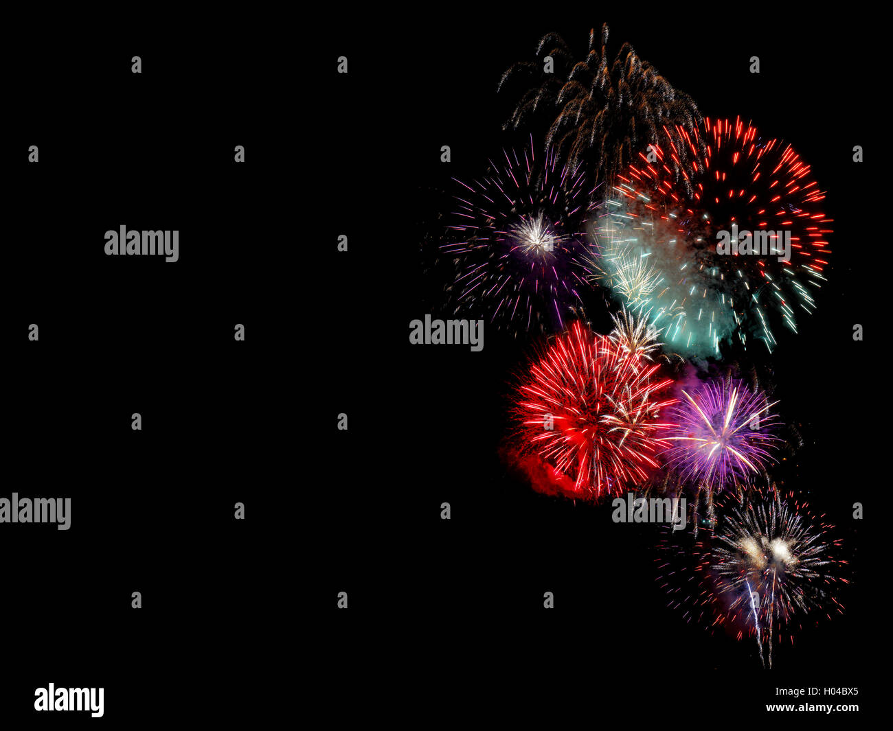 Feuerwerk mit Exemplar Stockfoto