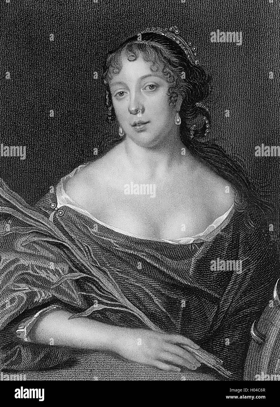 ELISABETH PEPYS (1640 – 1669) in einem Kupferstich 1825 ein verlorenen zeitgenössischen Gemälde von John Hayls Stockfoto