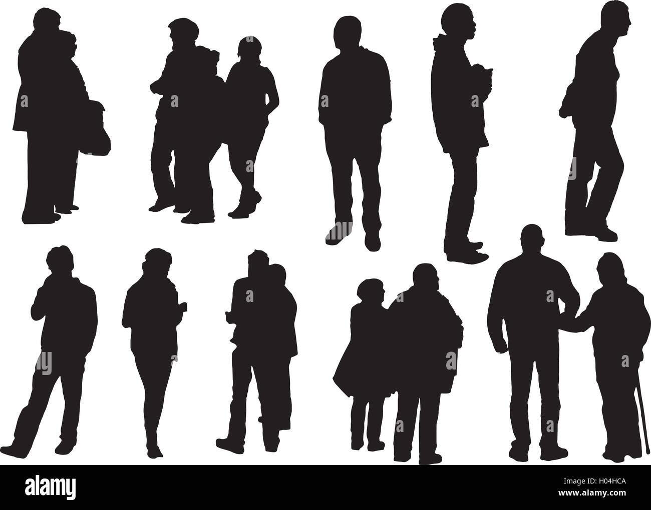 Satz von realistischen Menschen Silhouetten für Architektur-renderings Stock Vektor