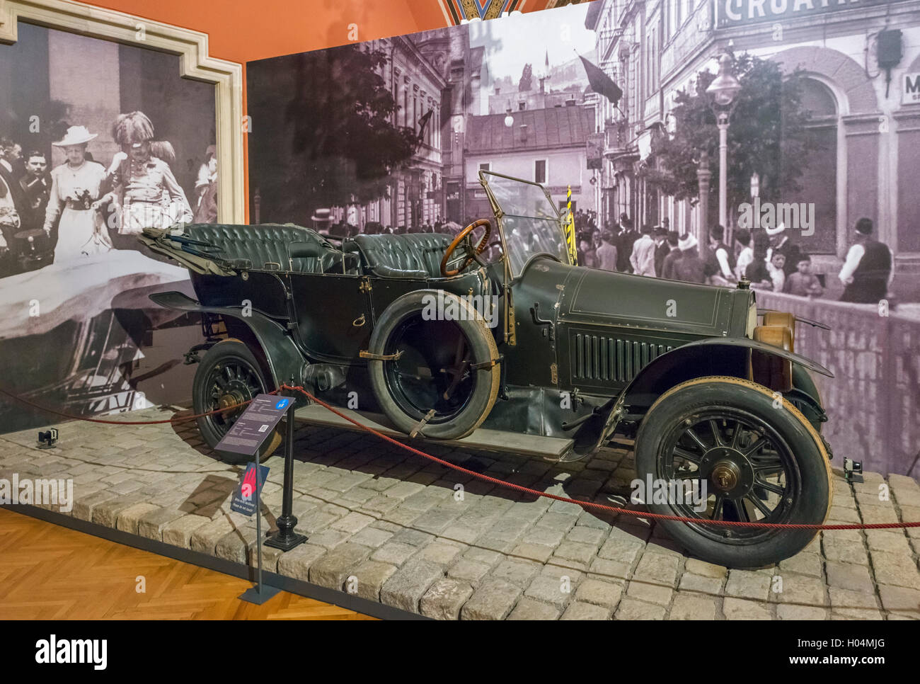 Auto in dem Erzherzog Franz Ferdinand unterwegs war, als er von Gabriel Princip in Sarajevo am 28. Juni 1914 ermordet wurde, Stockfoto