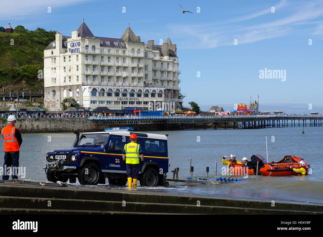 Startende Inshore Rettungsboot, Llandudno Notdienst Tag Stockfoto