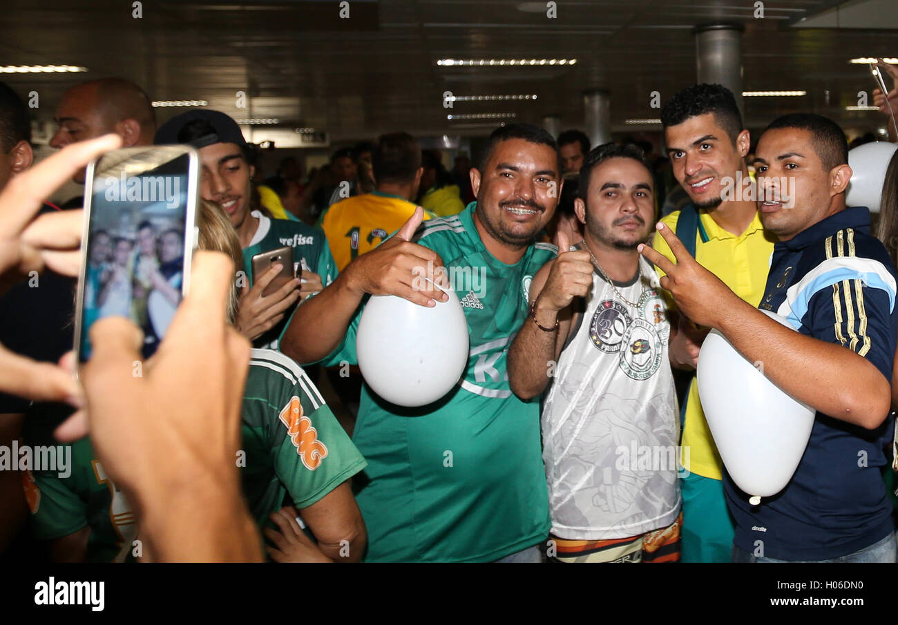 BAYEUX, PB - 20.09.2016: DESEMBARQUE DO PALMEIRAS EM JOÃO PESSOA - The Egidio Spieler, SE Palmeiras während der Landung auf dem internationalen Flughafen Presidente Castro Pinto, Bayeux. (Foto: Cesar Greco/Fotoarena) Stockfoto