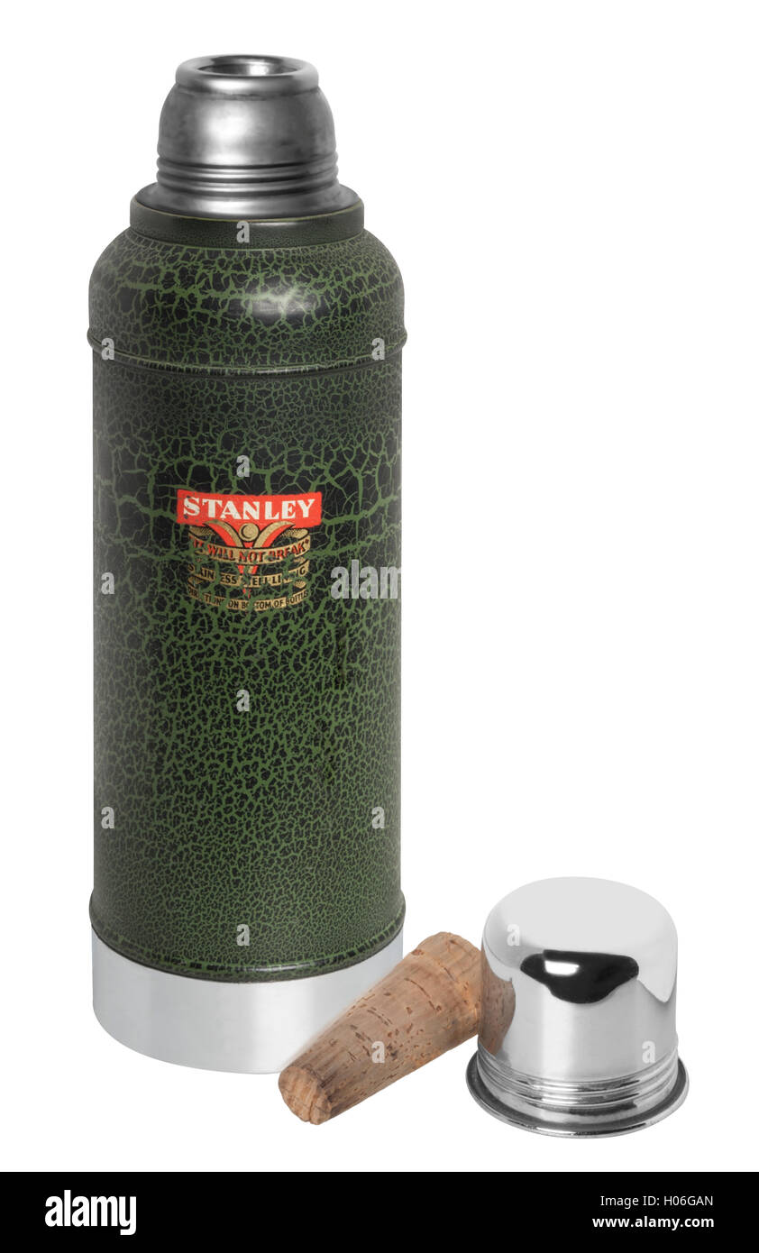 Stanley Super Vac Thermoskanne W / Korken Stopper N944 rostfreien Metall Vintage 1950 Stockfoto