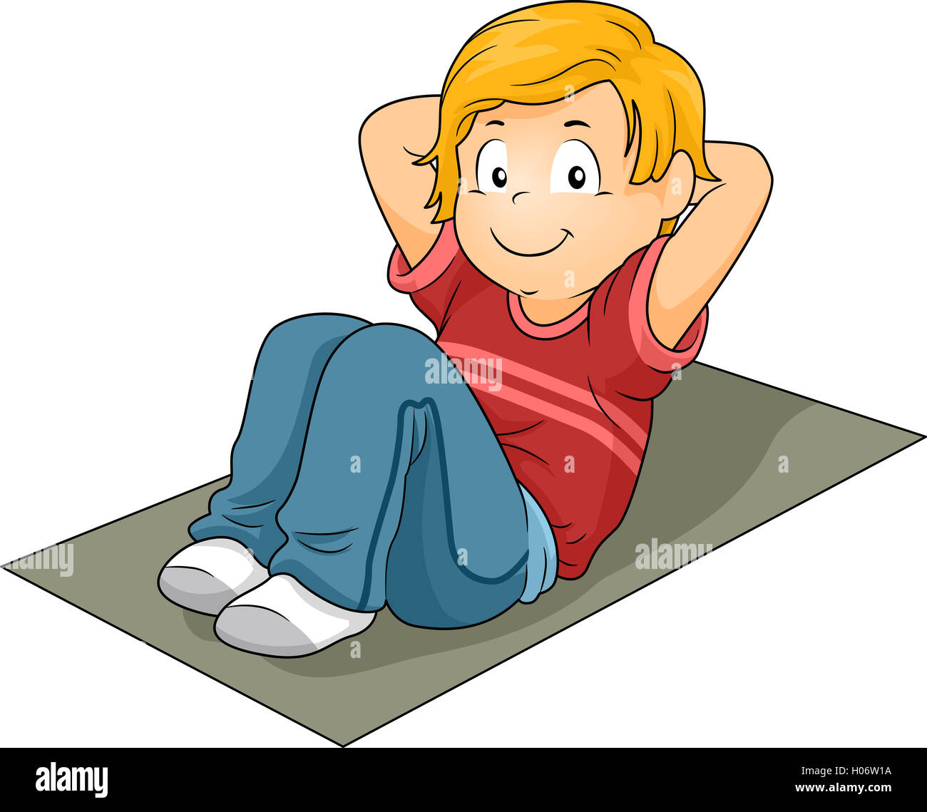 Beispiel für einen kleinen Jungen tun SitUps Stockfotografie Alamy