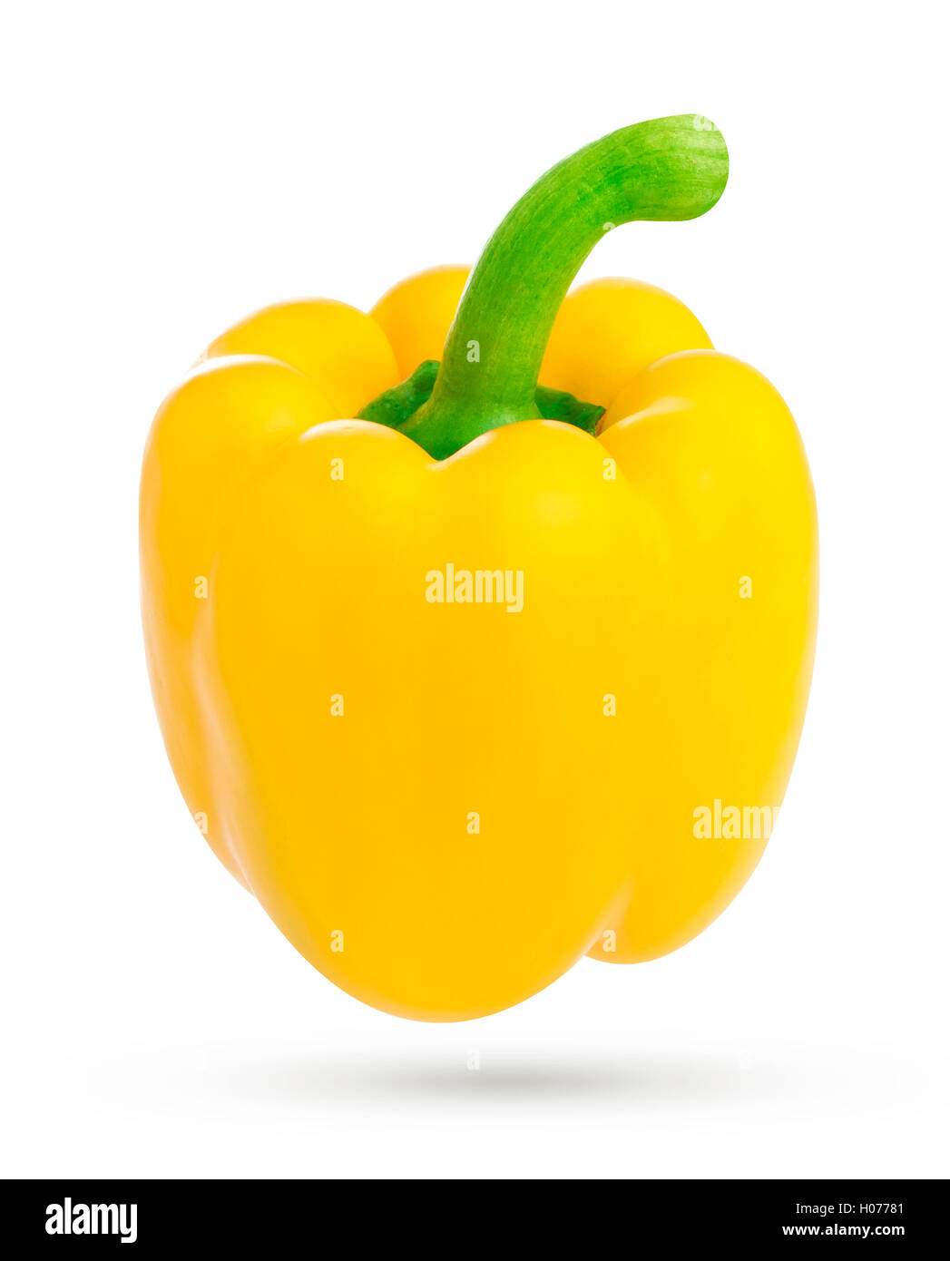 Gelbe Paprika isoliert auf einem weißen Hintergrund mit einem Beschneidungspfad Stockfoto