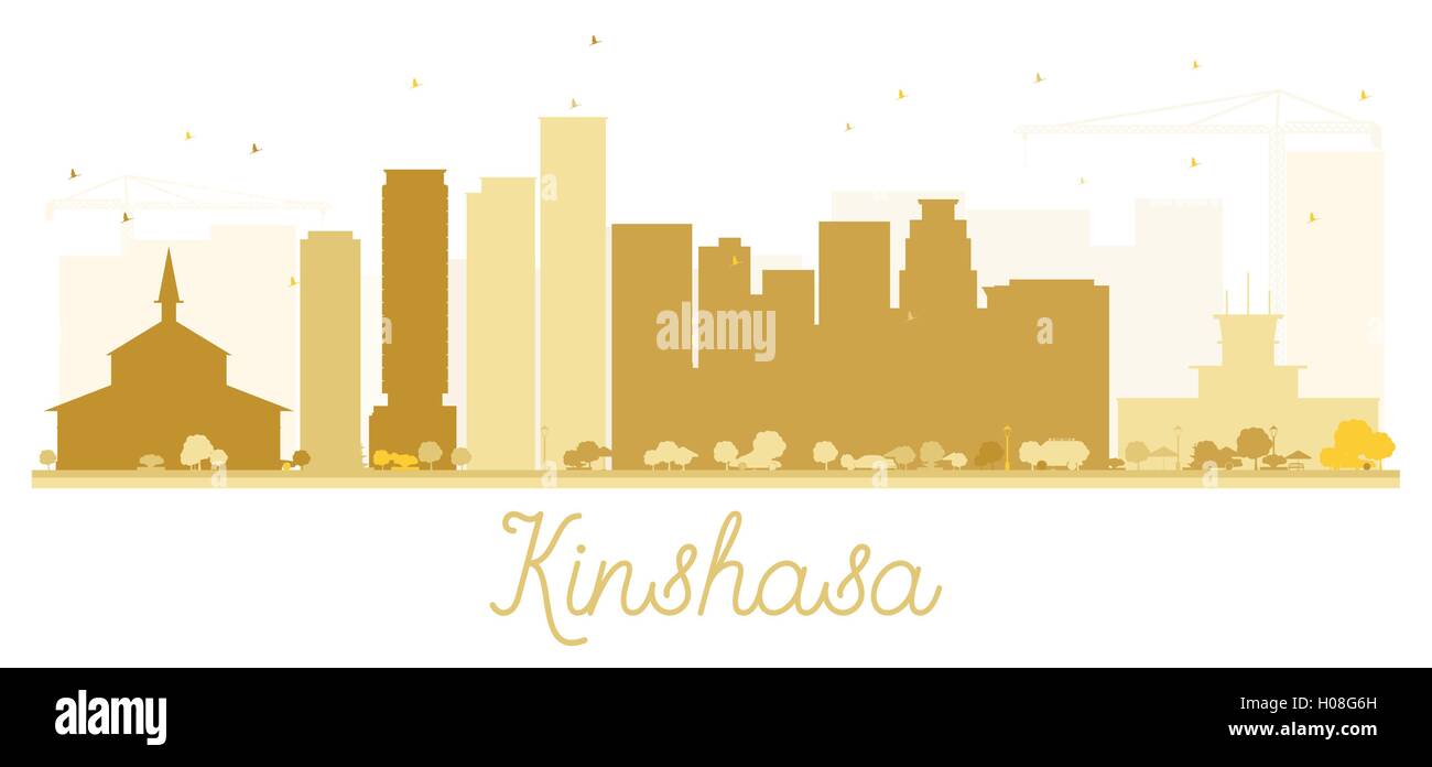 Kinshasa Stadt Skyline goldene Silhouette. Vektor-Illustration. Einfache flache Konzept für Tourismus Präsentation, Banner, Plakat Stock Vektor