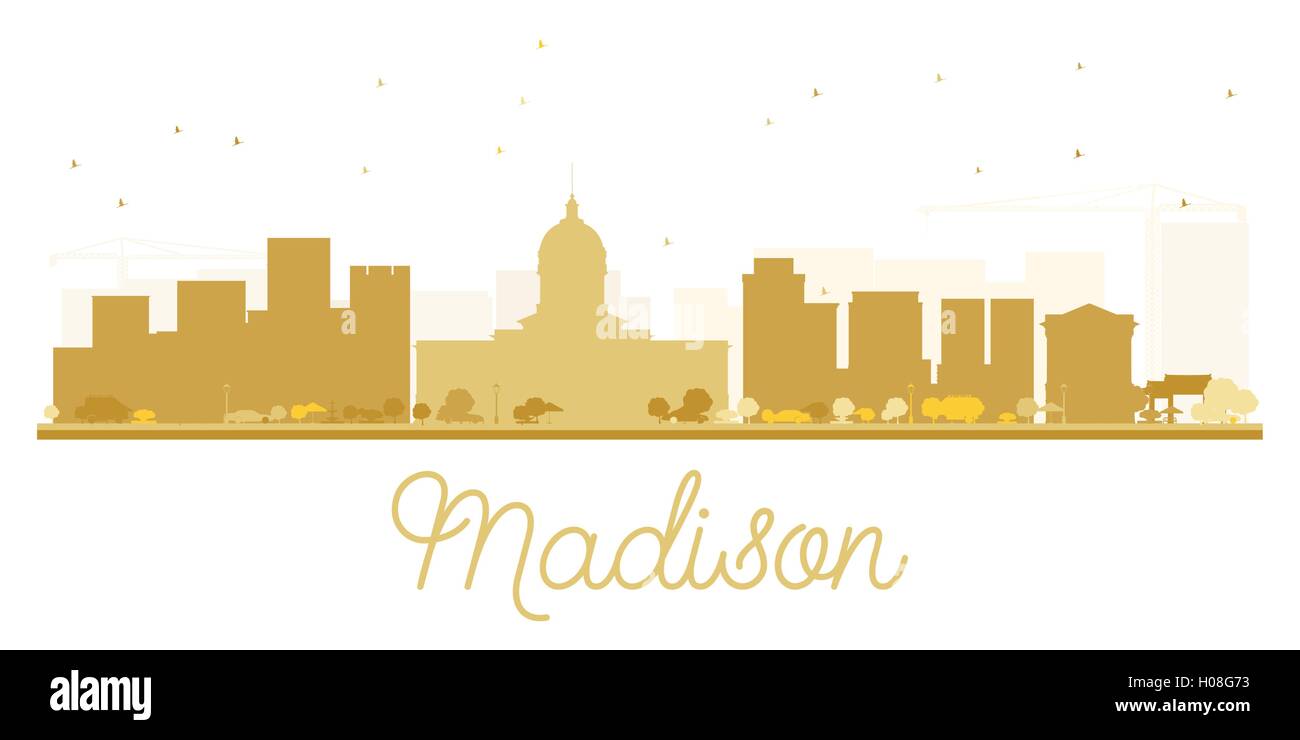 Madison Skyline der Stadt goldene Silhouette. Vector Illustration. einfache flache Konzept für Tourismus Präsentation, Banner, Plakat Stock Vektor