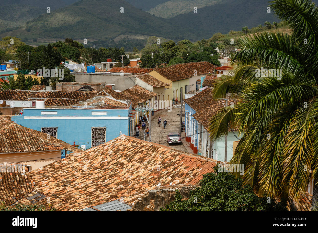 Erhöhten Blick auf die Kolonialstadt Trinidad, UNESCO, Provinz Sancti Spiritus, Kuba, Karibik, Caribbean Stockfoto