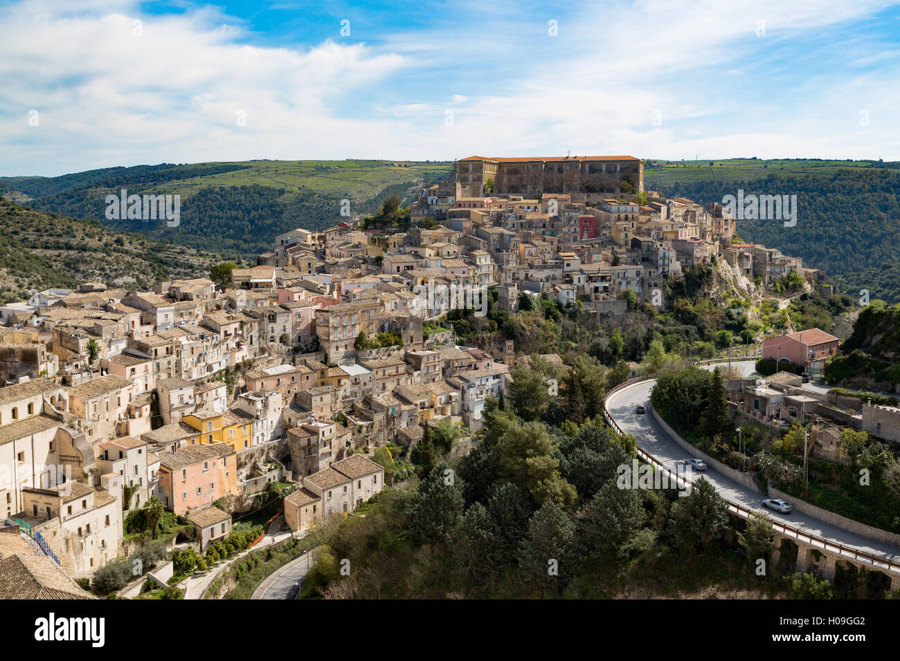 Die historischen Hügel Stadt von Ragusa Ibla, Ragusa, UNESCO World Heritage Site, Sizilien, Italien, Europa Stockfoto