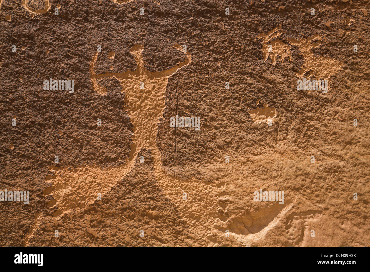 Petroglyphen, Barrier Canyon Style, Indian Creek Korridor, in der Nähe von Monticello, Utah, Vereinigte Staaten von Amerika, Nordamerika Stockfoto