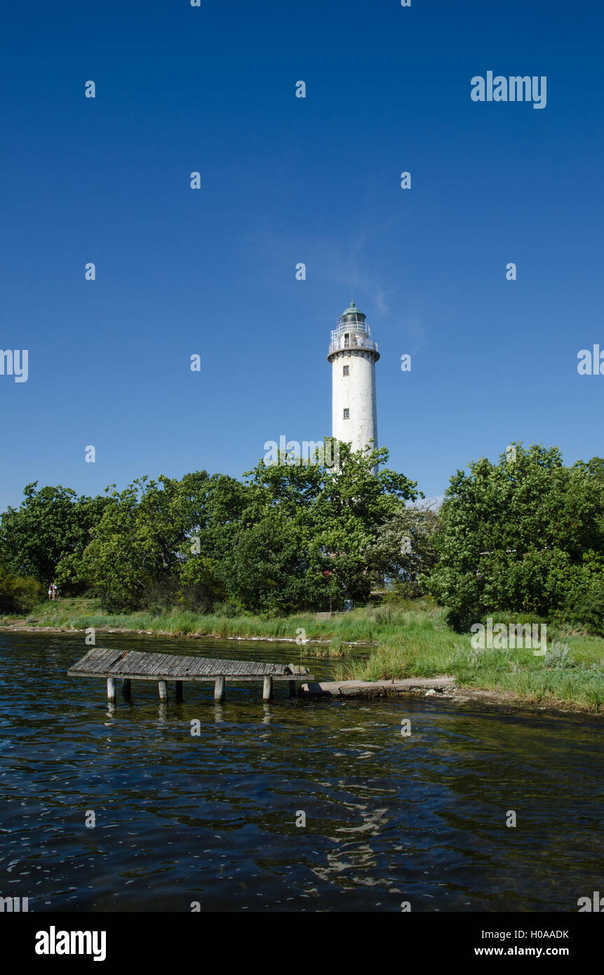 Der Leuchtturm an der Nordspitze der schwedischen Insel Öland in der Ostsee Stockfoto