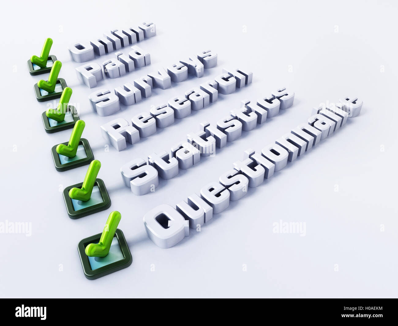 Online Umfrage Konzept Wort bezahlt. 3D Illustration. Stockfoto
